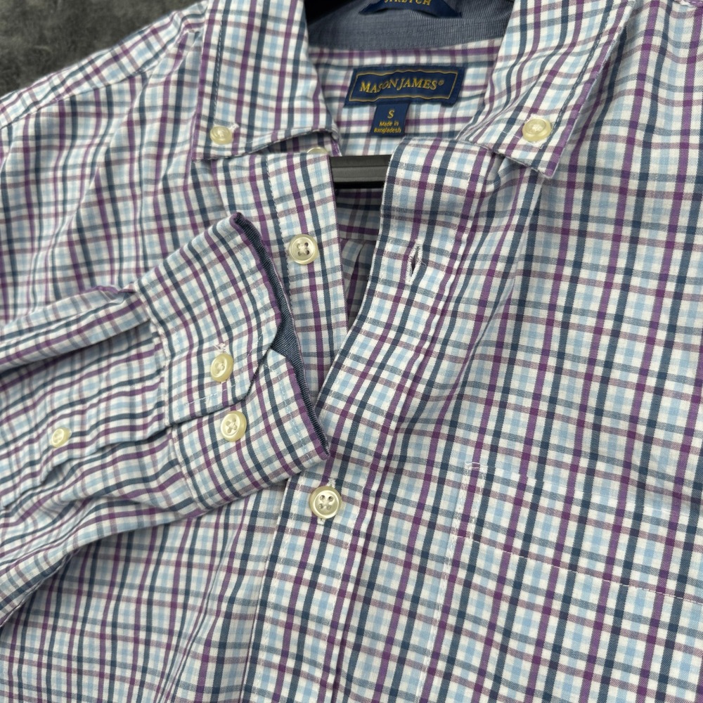 Mason James Plaid Button Down Mens Small Stretch Long Sleeve Excellent